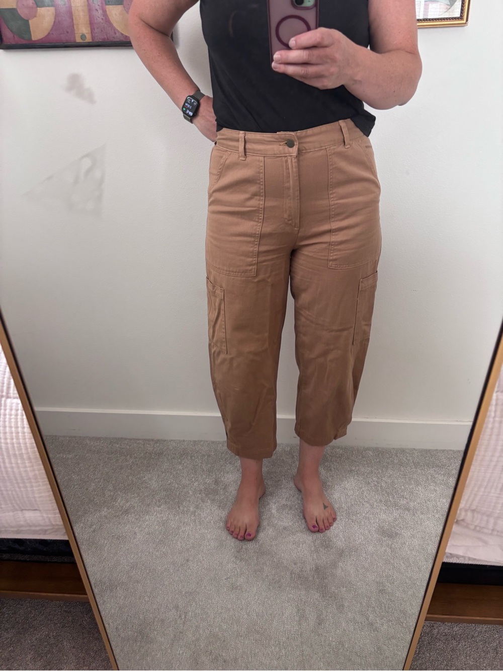 Banana Republic Tan Cropped Cargo Ankle Jeans